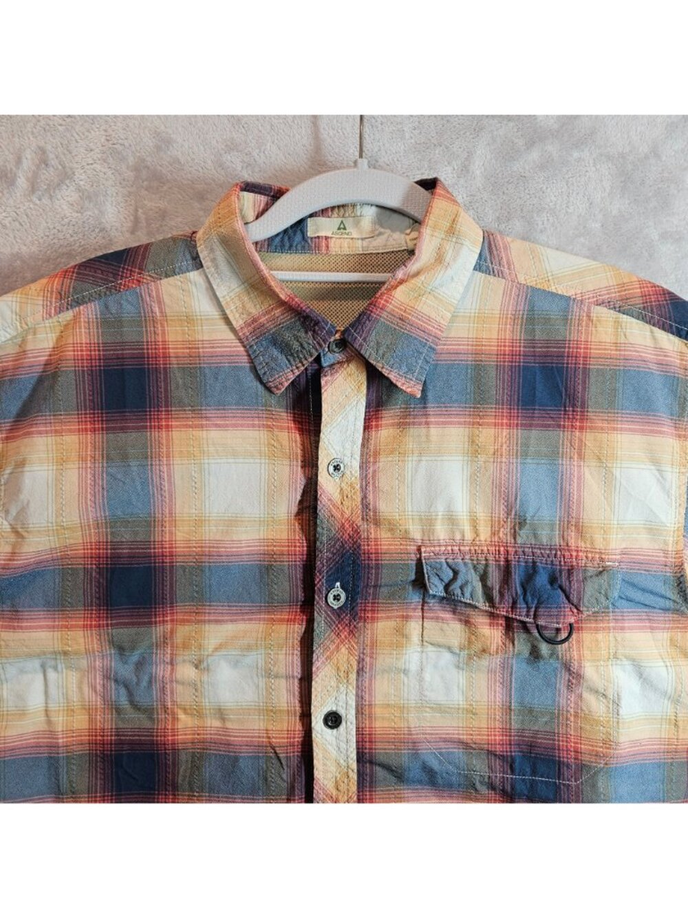 Ascend Plaid Short Sleeve Button Shirt Vented Mens L Breathable office outdoor - Picture 7 of 14